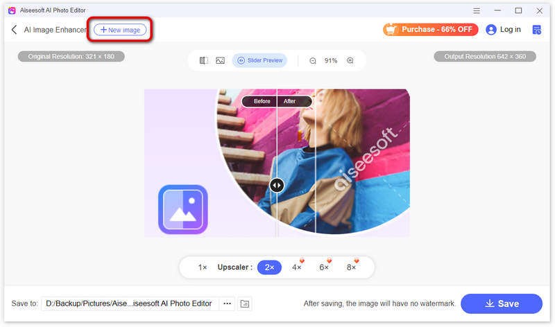 Agregar nueva imagen en AI Image Enhancer