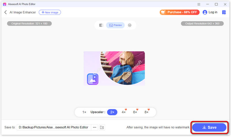 Guardar imagen en AI Image Enhancer