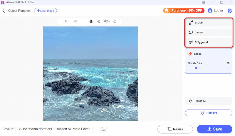 Seleccionar herramienta para eliminar la marca de agua
