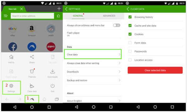 Borrar el historial de navegación de Dolphin en Android