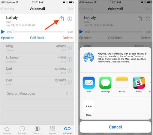 Enviar correo de voz de iPhone