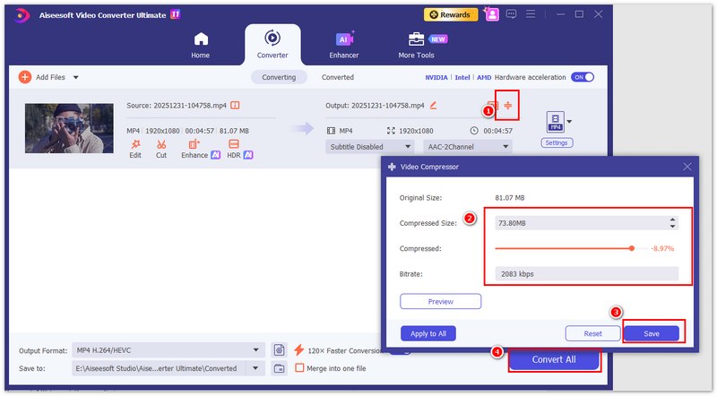 Comprimir vídeo a un tamaño más pequeño