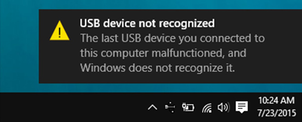 Dispositivo USB no reconocido