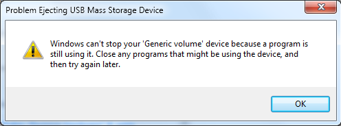 USB Drive Cant Be Removed