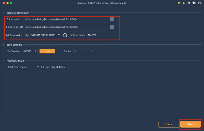 Grabar el vídeo en un disco
