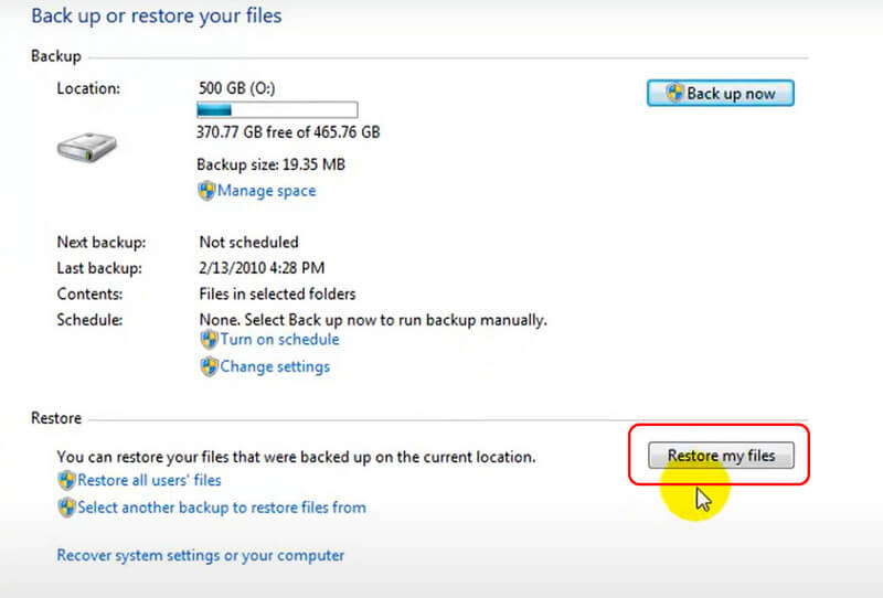 Restaurar mis archivos