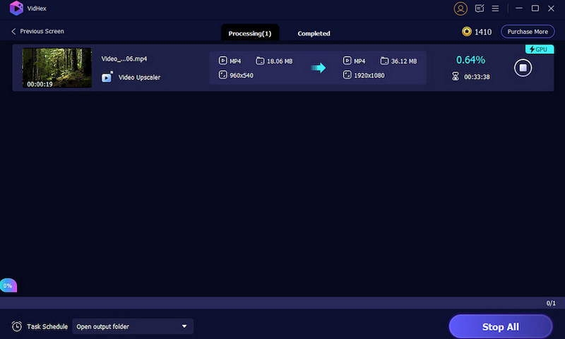 Exportar vídeo de 1080p con Vidhex