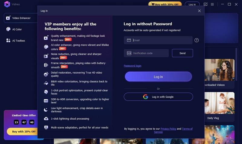Iniciar sesión en Vidhex
