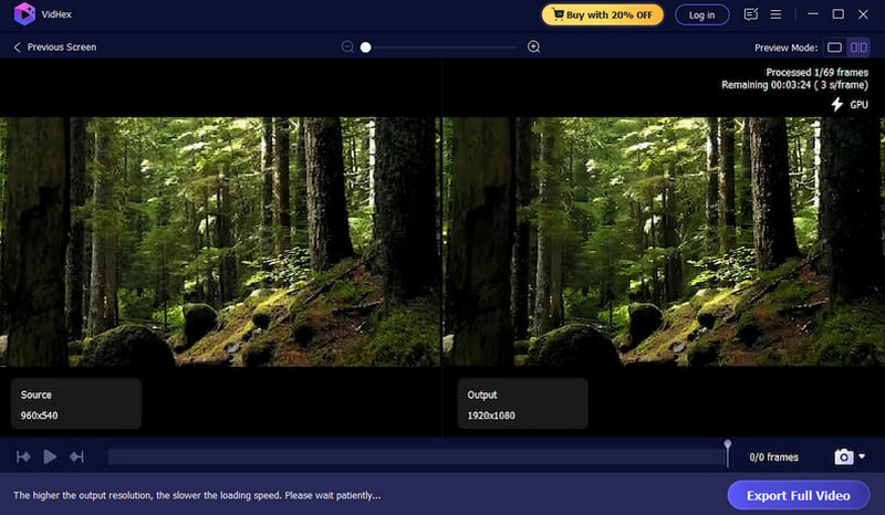 Vista previa de video de 1080p con Vidhex