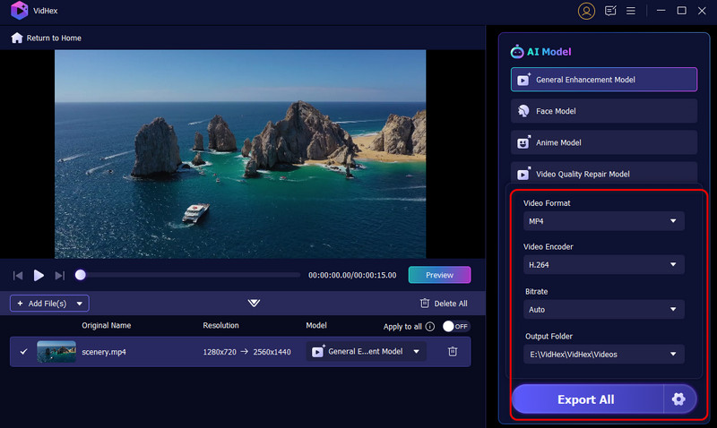 Exportación del conjunto Vidhex