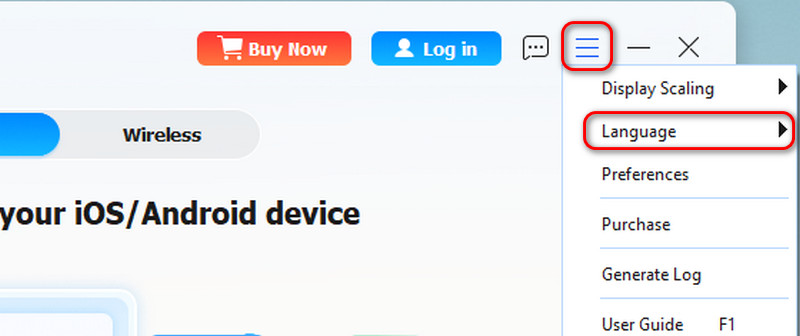Foneease Cambiar idioma