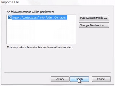 Configuración de importación de Outlook