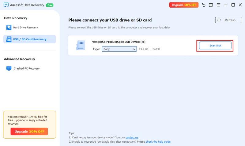 Escanear disco USB SD Recuperación