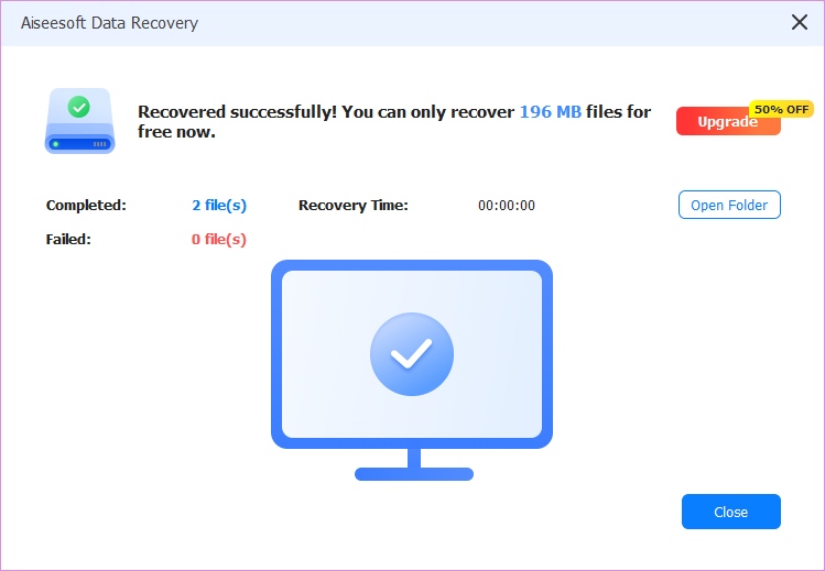 Recuperación de USB SD Cerrar