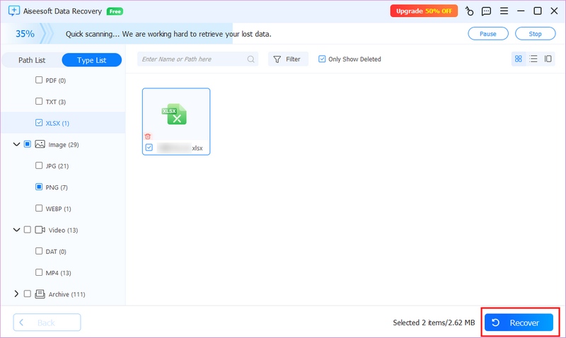 Filtro y recuperación de memoria USB SD