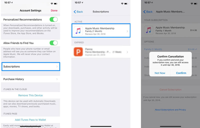 Cancelar suscripciones activas de Apple