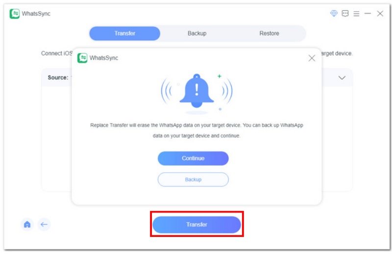 Presione el botón de transferencia