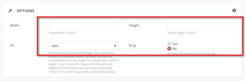 Cambiar tamaño de Cloudconvert