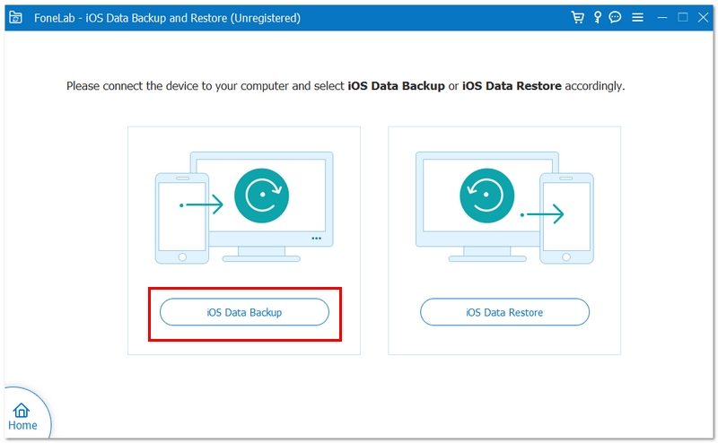 Haga clic en Copia de seguridad de datos de iOS