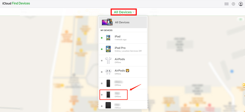 Todos los dispositivos iCloud Find My