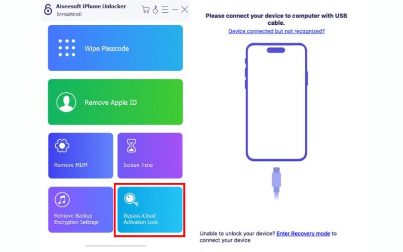 Elija Omitir el bloqueo de activación de iCloud