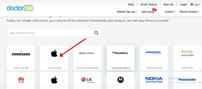 Seleccione Desbloquear Apple