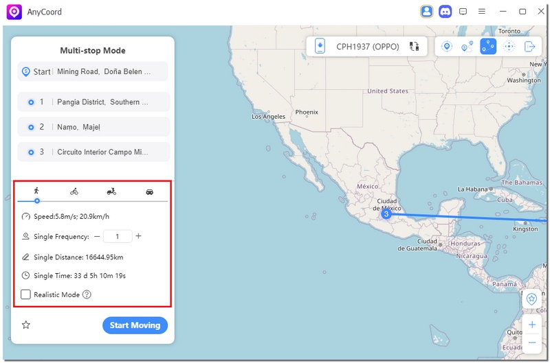 Establecer la velocidad