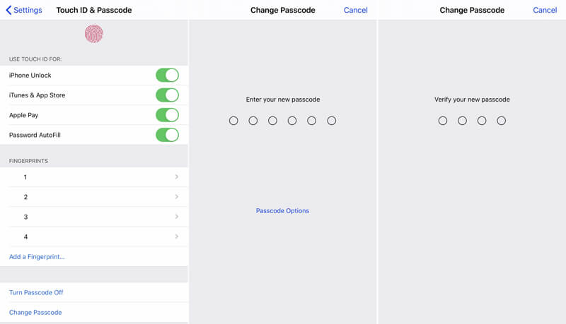 Cambiar el código de acceso de la pantalla de bloqueo en iPhone