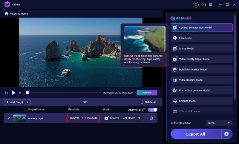 Selección de modelos Vidhex