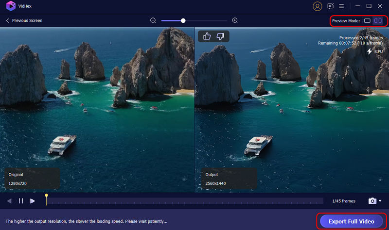 Modo de vista previa de Vidhex