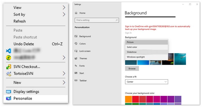 Cambiar el color del fondo de pantalla en Windows