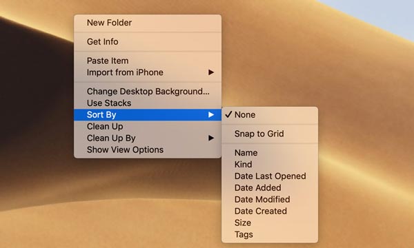 Ordenar por Limpiar escritorio de Mac