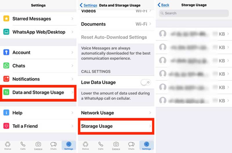 Verifique el uso de datos y almacenamiento de WhatsApp