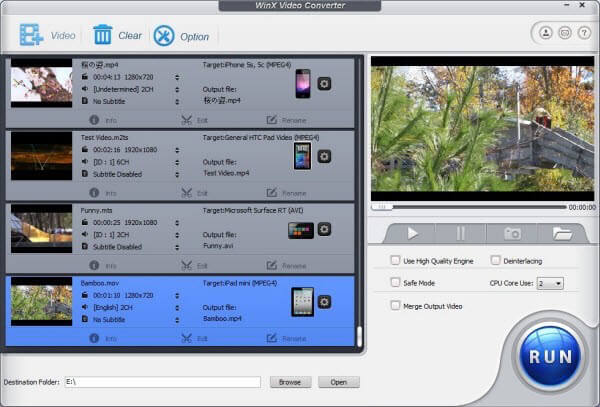 Convertidor WinX gratuito de MTS a AVI