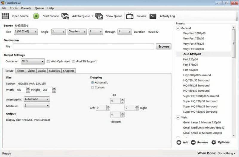 HandBrake de código abierto convierte WMV a MOV