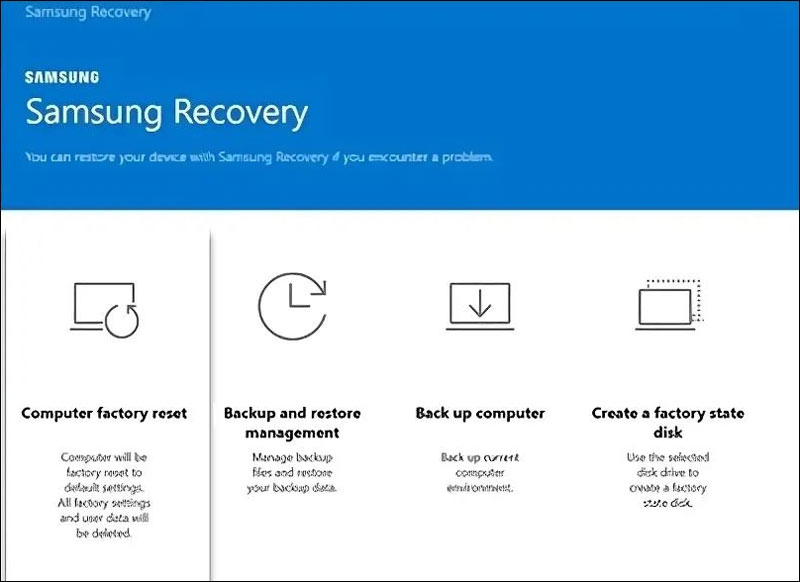 Samsung Recovery Restablecimiento de fábrica de la computadora