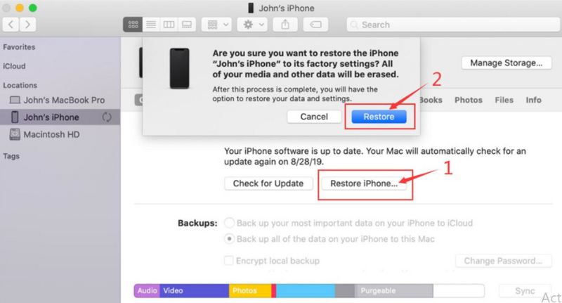 Restaurar iPhone a través de iTunes