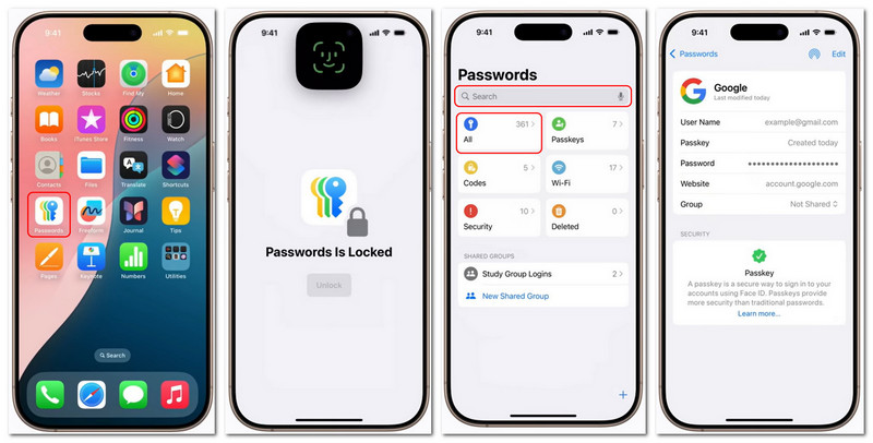 Pasos para crear llaveros con contraseña