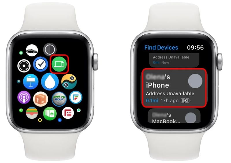 Aplicación Buscar dispositivos del Apple Watch