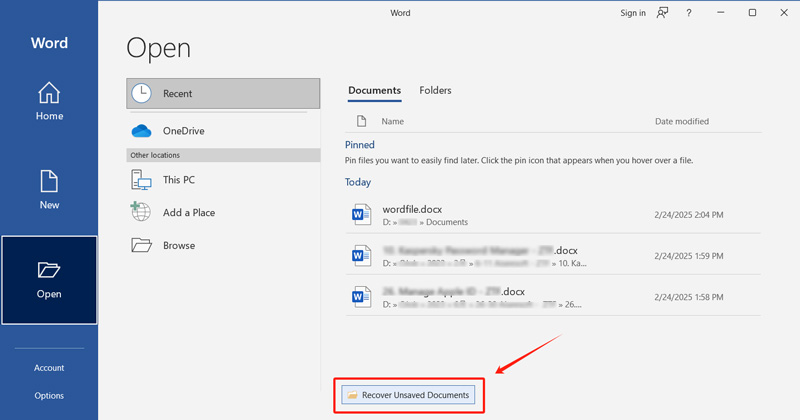Recuperar documentos no guardados de Microsoft Word 2016