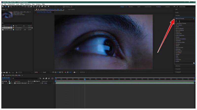 Ve a Efectos y ajustes preestablecidos en After Effects