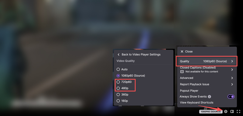 Menor calidad de vídeo en las transmisiones de Twitch