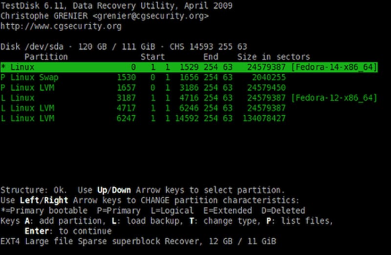 Recuperación de disco duro Testdisk