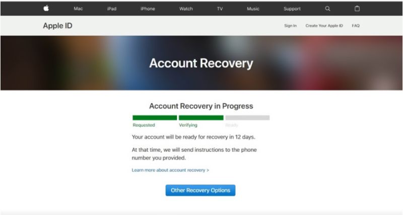 Desbloquear ID en Recuperación de cuenta