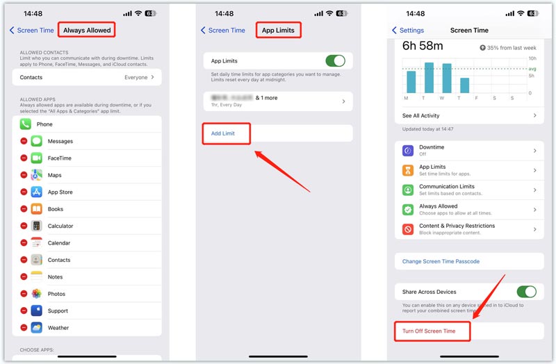 Personalizar los límites de tiempo de pantalla en el iPhone