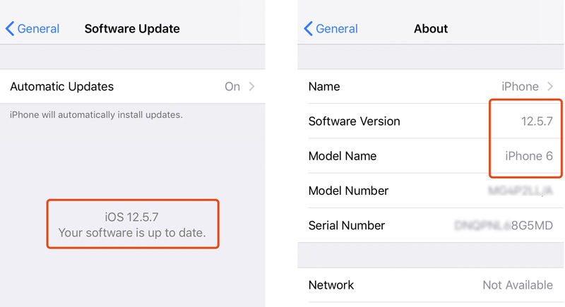 iOS 12, 5 y 7 en el iPhone 6