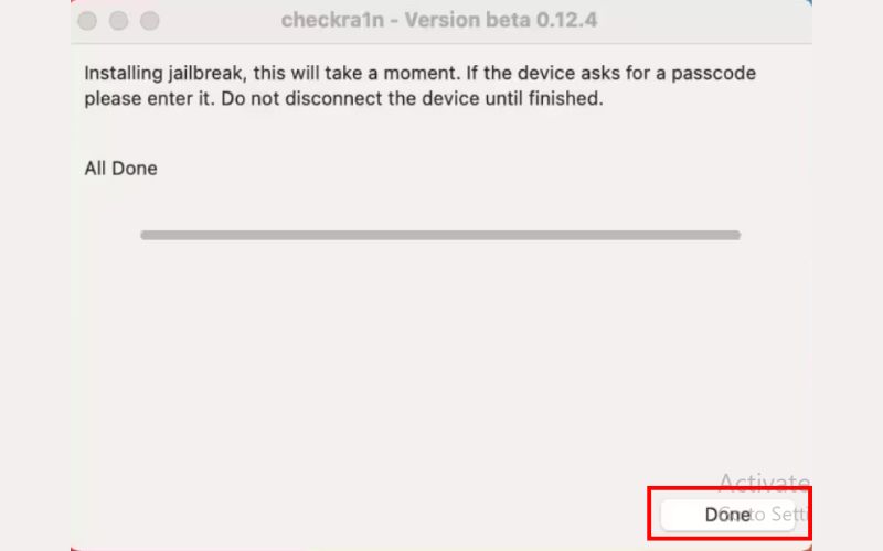 Haga clic en Listo Jailbreak