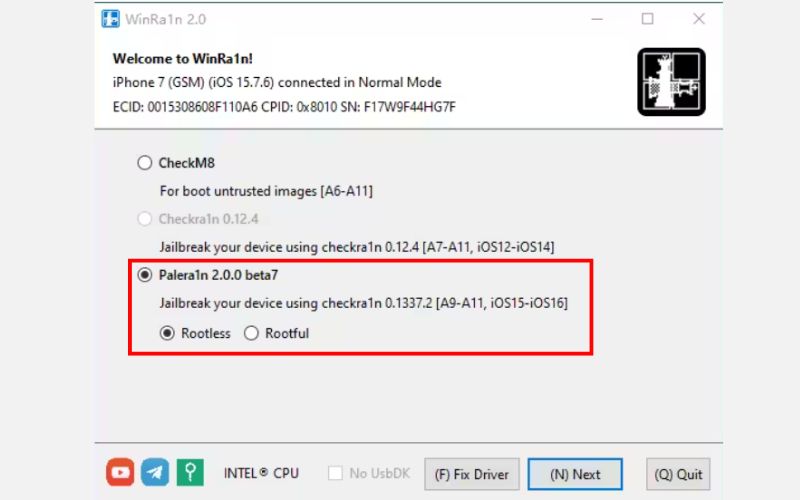Seleccione la opción sin raíz