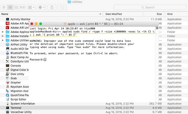 Use el comando para encontrar archivos grandes
