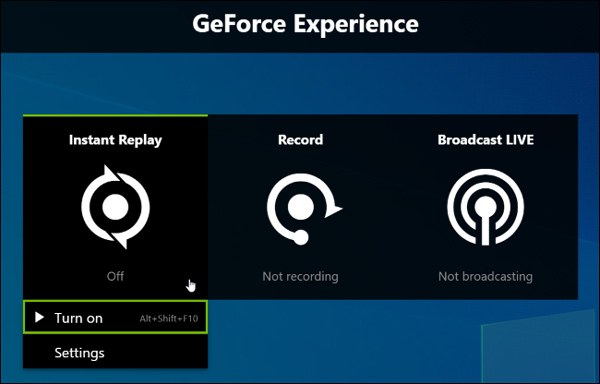 Iniciar la grabación de la experiencia Geforce